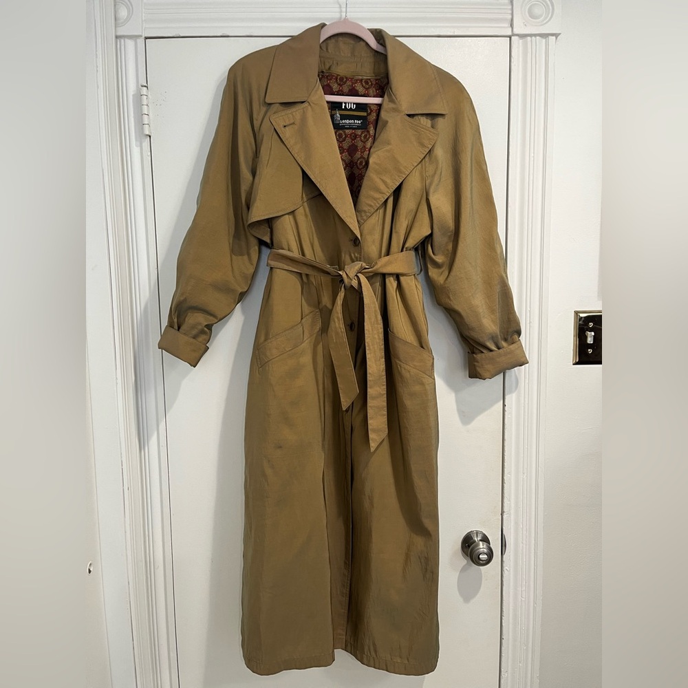 London Fog Vintage Golden Tan Thinsulate Quilted Lined Trench Coat Sz. 10 - Picture 2 of 10
